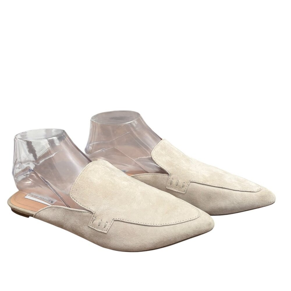STEVE MADDEN Scip Suede Mules Flats Creamy Beige Pointed Toe Size 9.5 Slip On - Picture 3 of 10